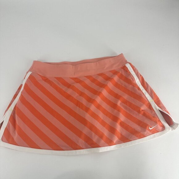 Nike Fit Dry L Coral & White Striped Tennis Skirt With Built-In Shorts - Picture 11 of 11